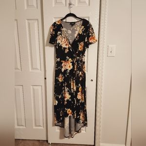 By & By high-low black floral dress
